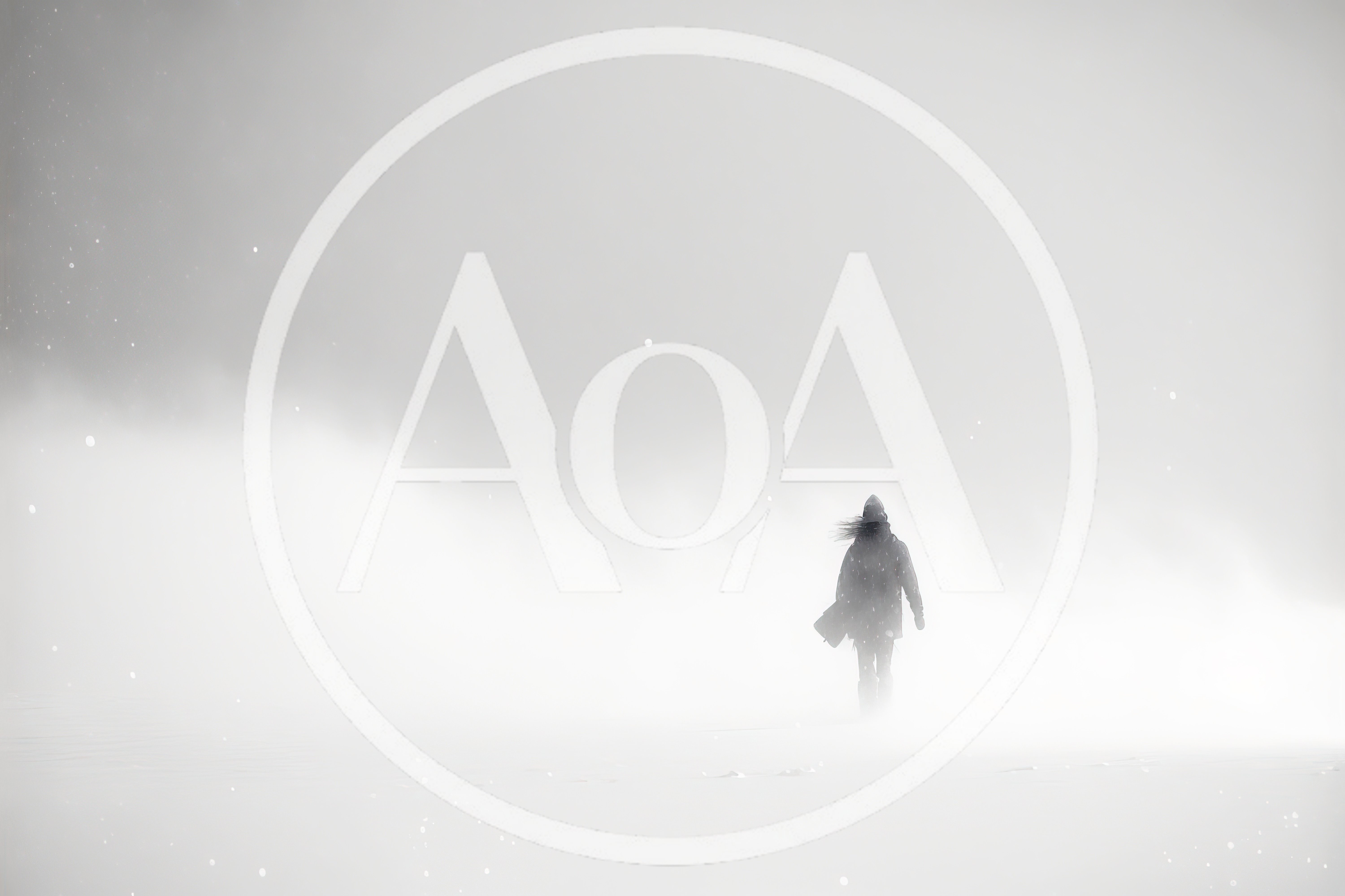 Lone Person Walking Through A Snowy Blizzard