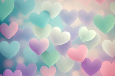 Pastel Heart Shapes Floating Background