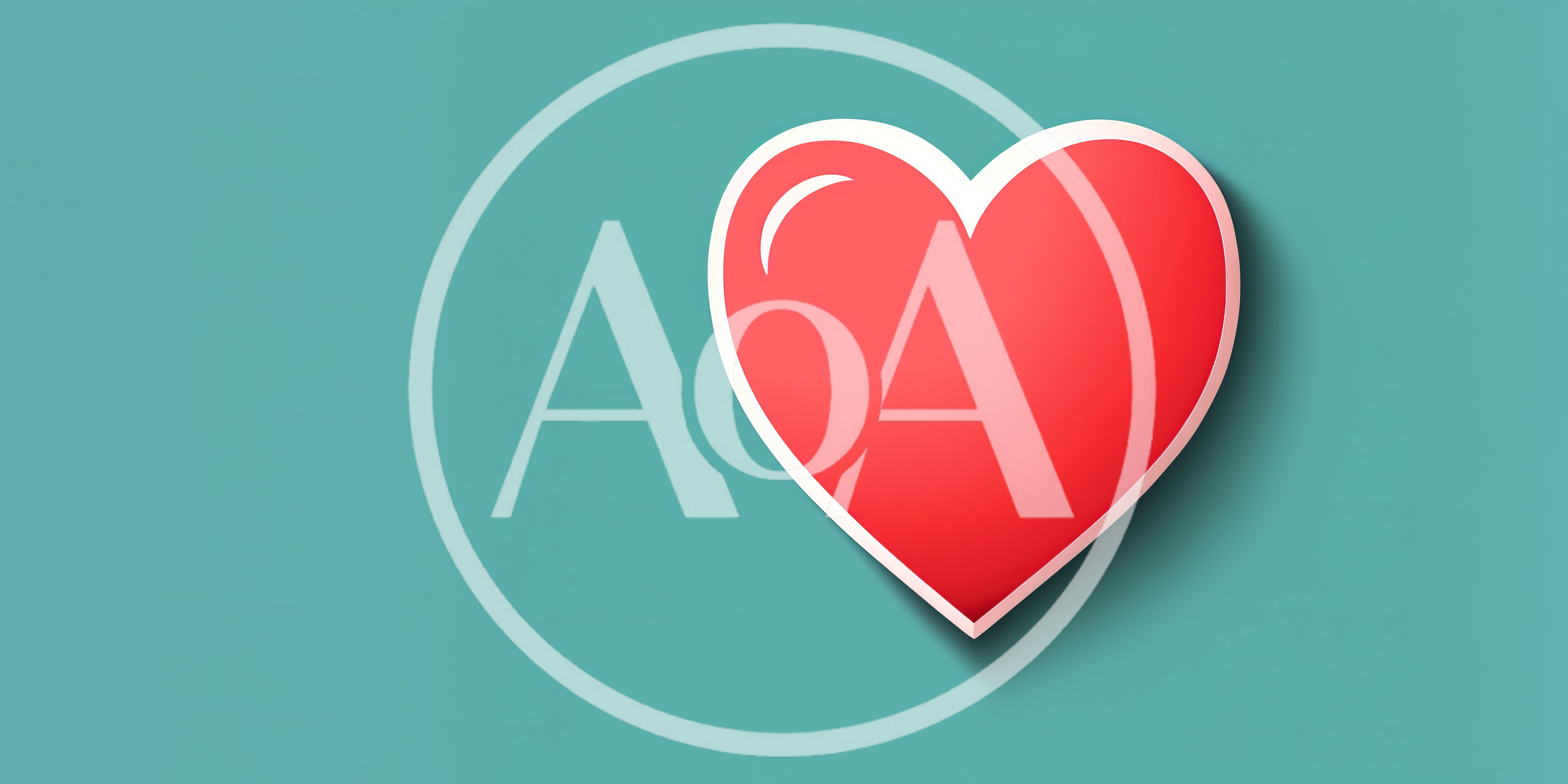 Red Heart Icon With White Outline On Teal Background