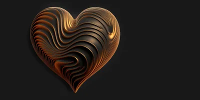 Abstract 3D Metallic Heart With Wavy Texture