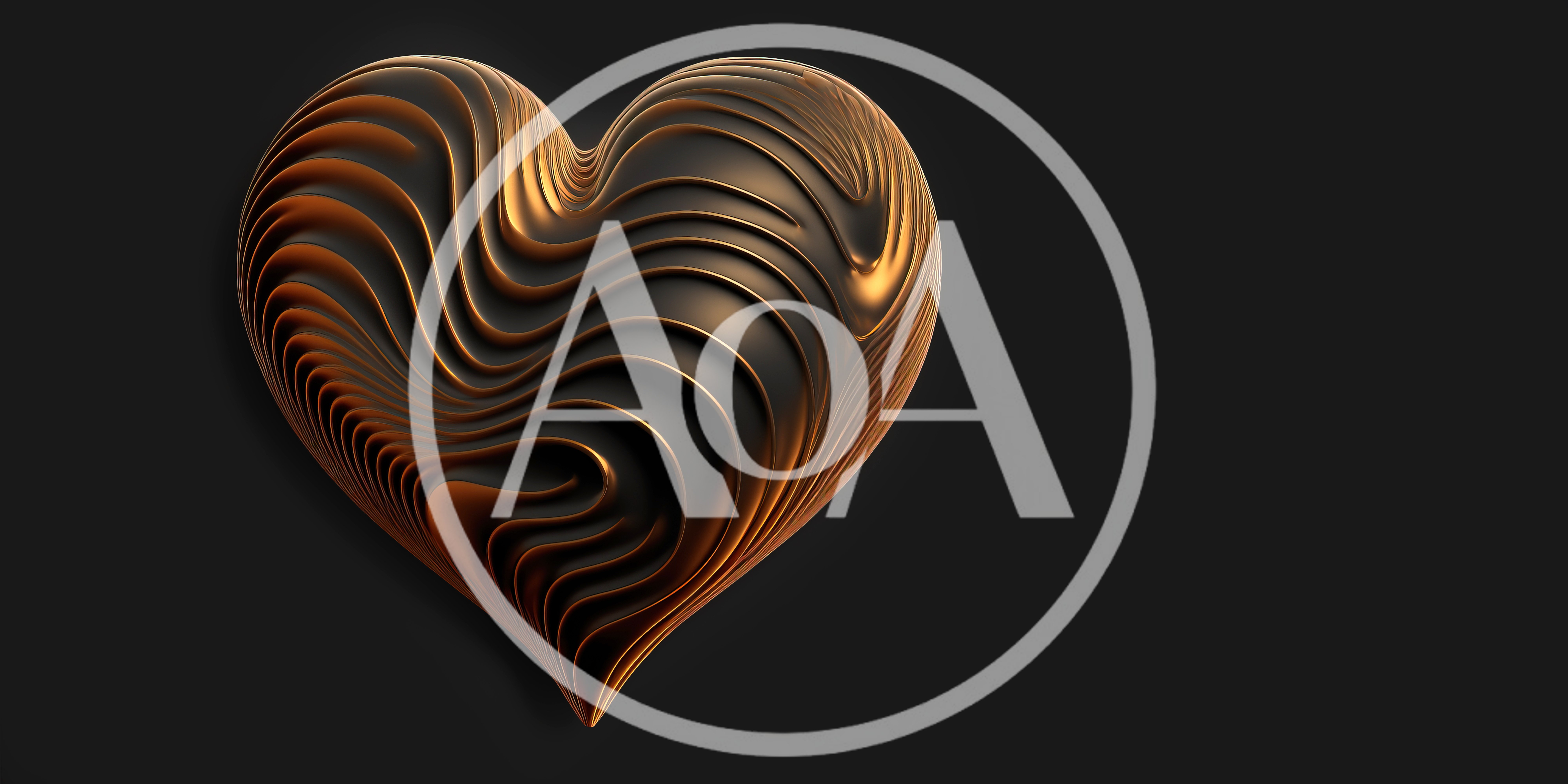 Abstract 3D Metallic Heart With Wavy Texture