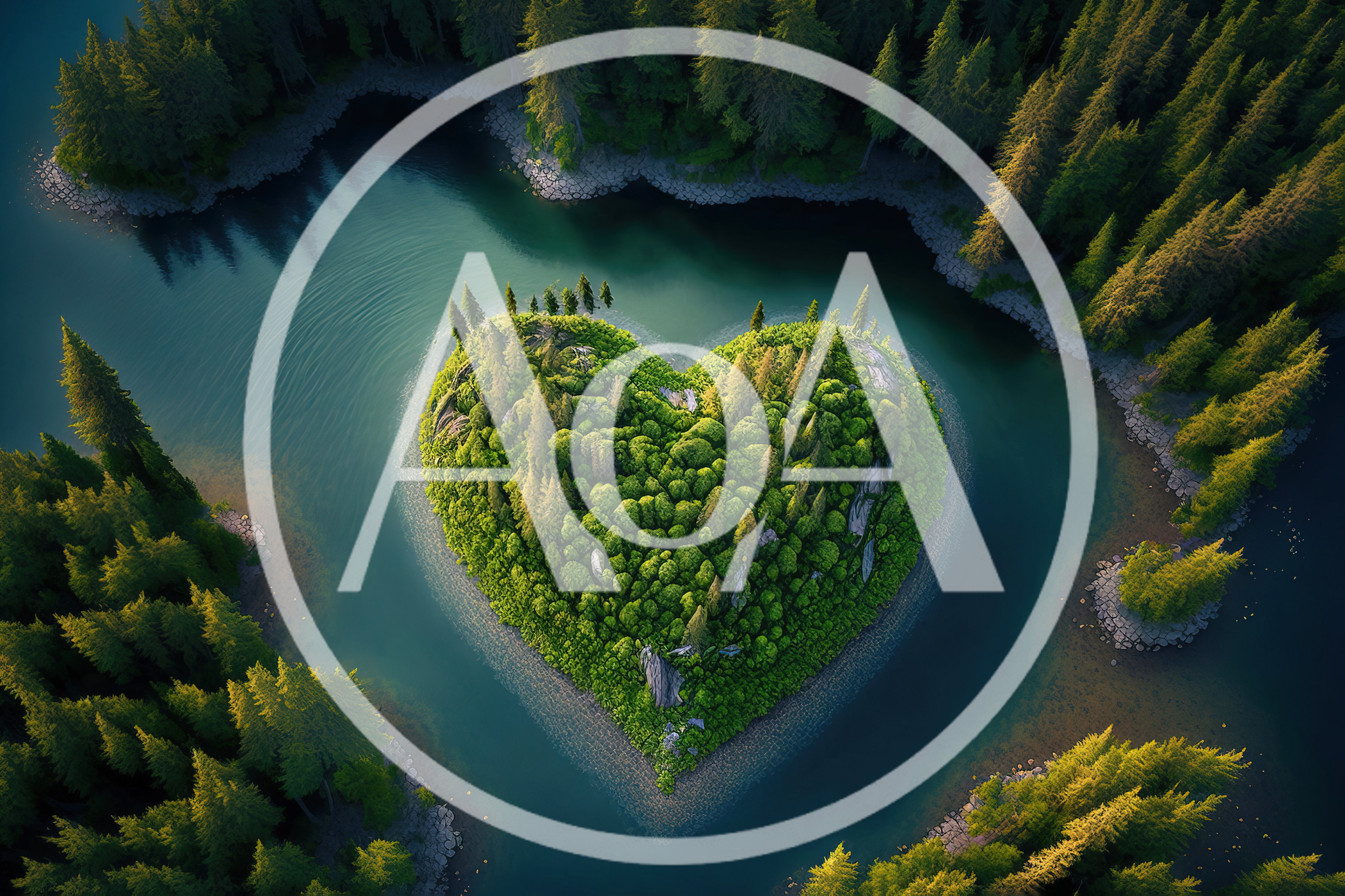 Heart Shaped Island In A Forest Lake