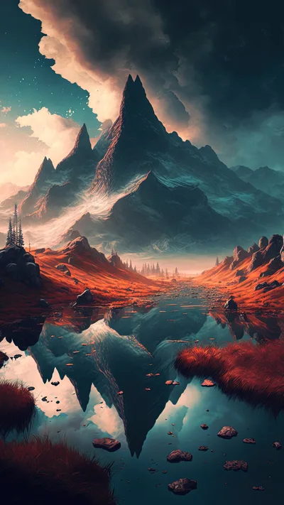 Majestic Mountain Peak Reflected In A Still Lake
