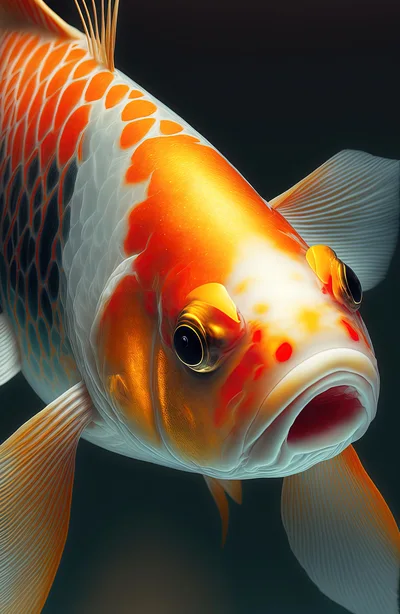 Close Up Portrait Of A Vibrant Koi Fish