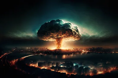 Massive Nuclear Explosion Over A Modern City Skyline