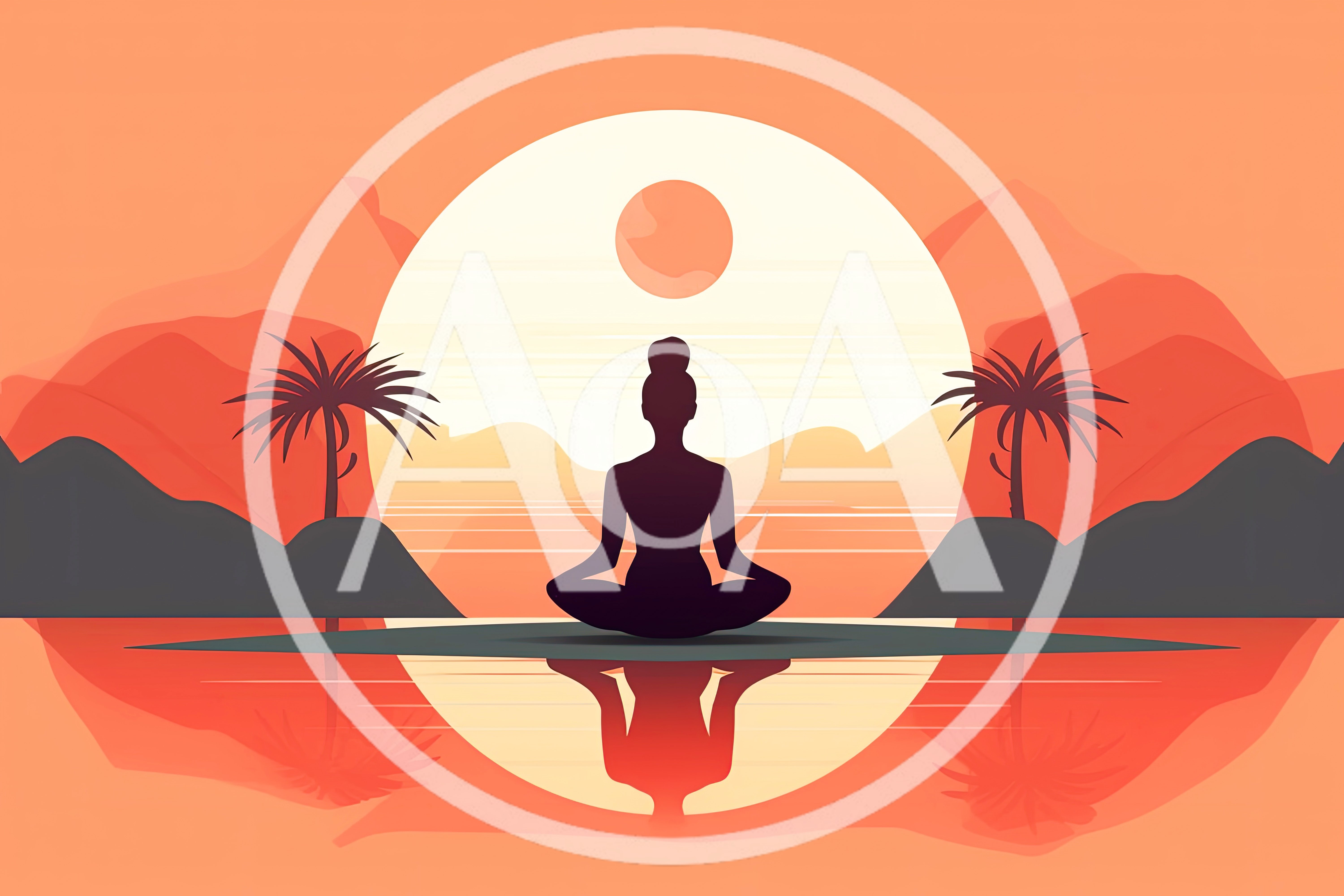 Silhouette Of A Person Meditating At Sunset
