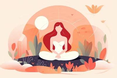 Woman Meditating In A Serene Abstract Landscape