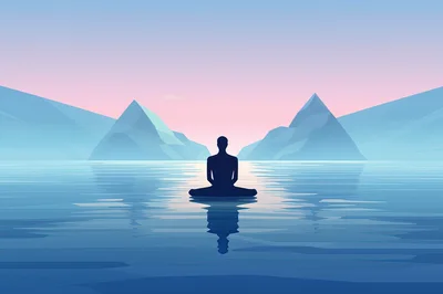 Silhouette Of A Person Meditating On Calm Water