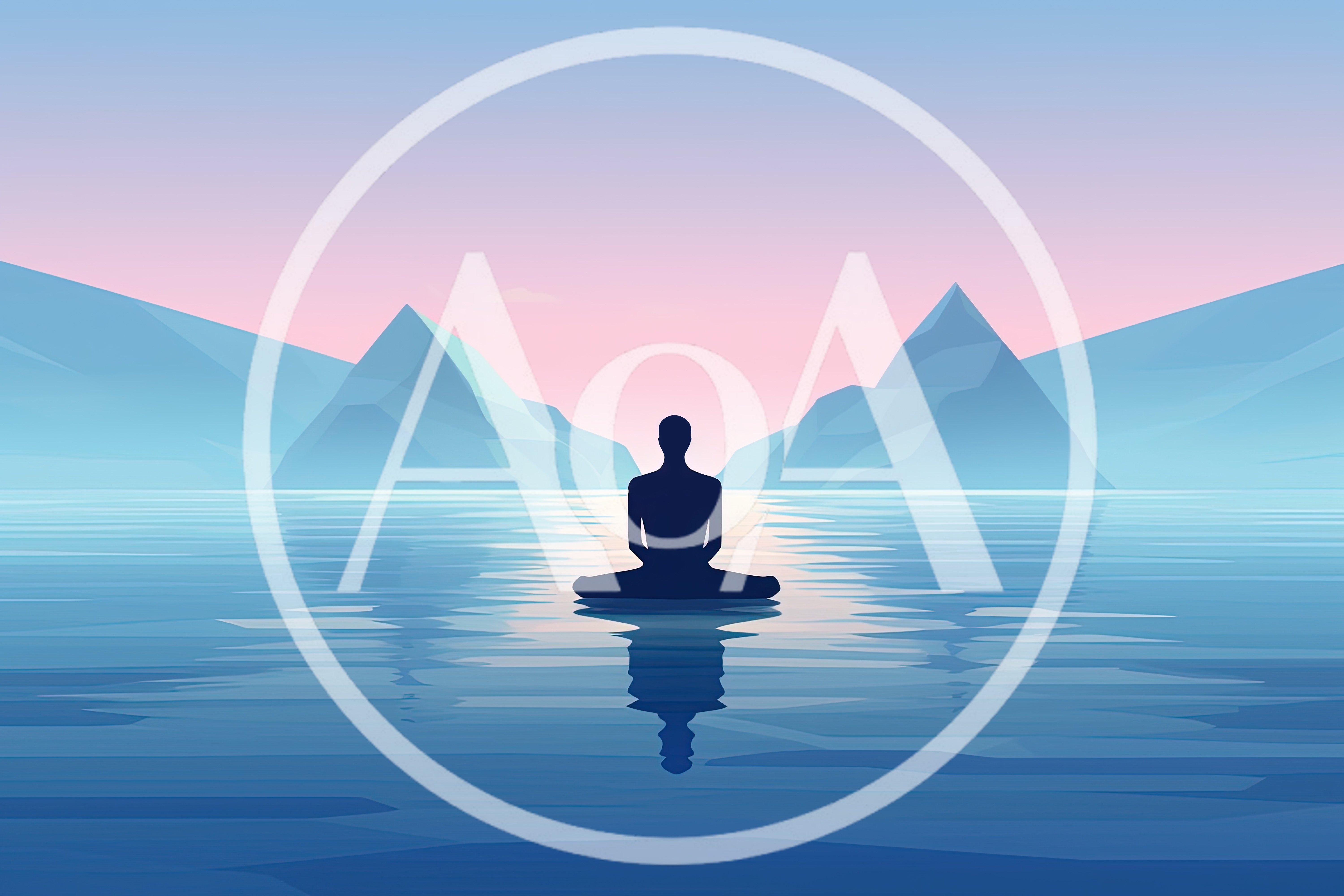 Silhouette Of A Person Meditating On Calm Water