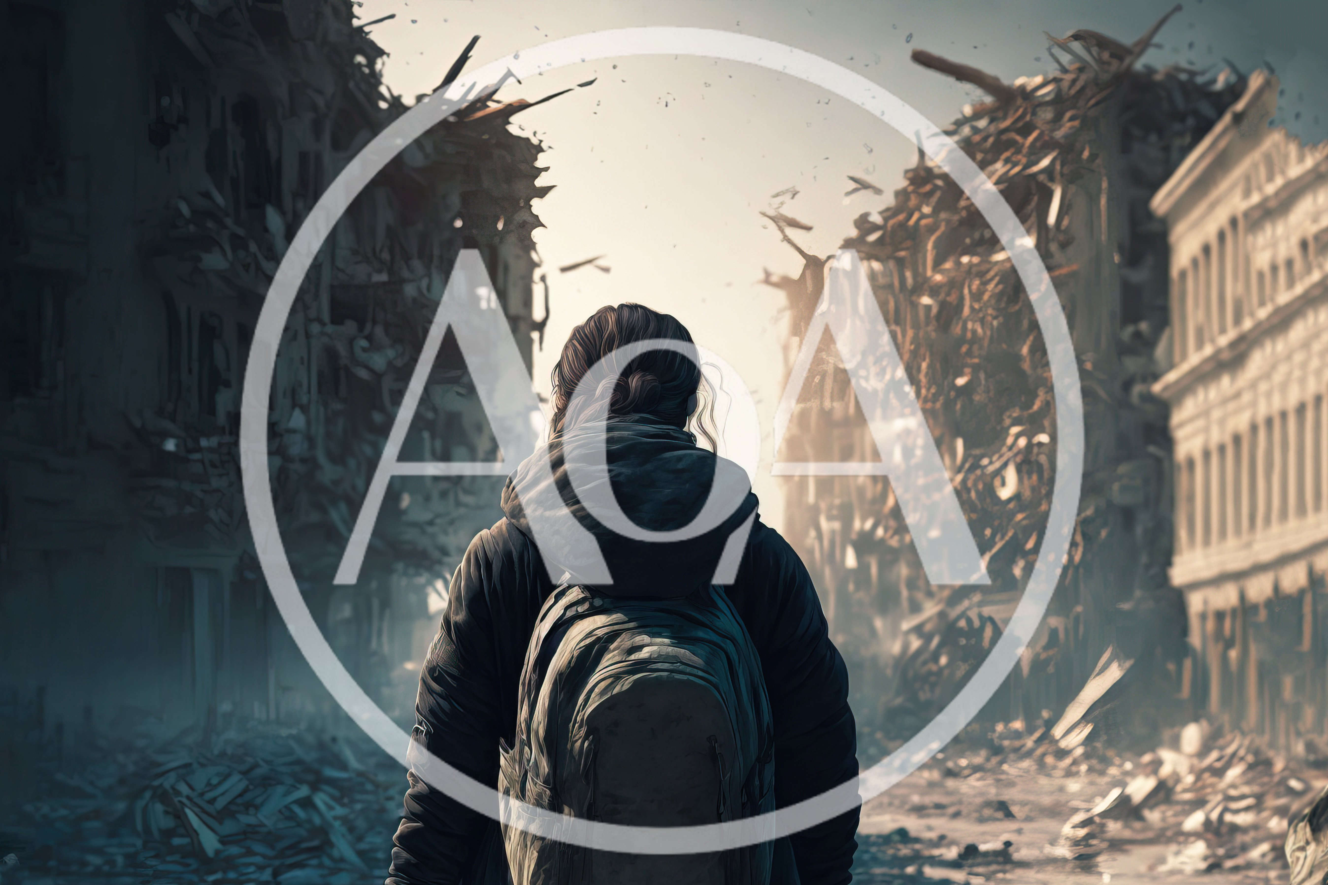 Lone Survivor Walking Through A Ruined Cityscape