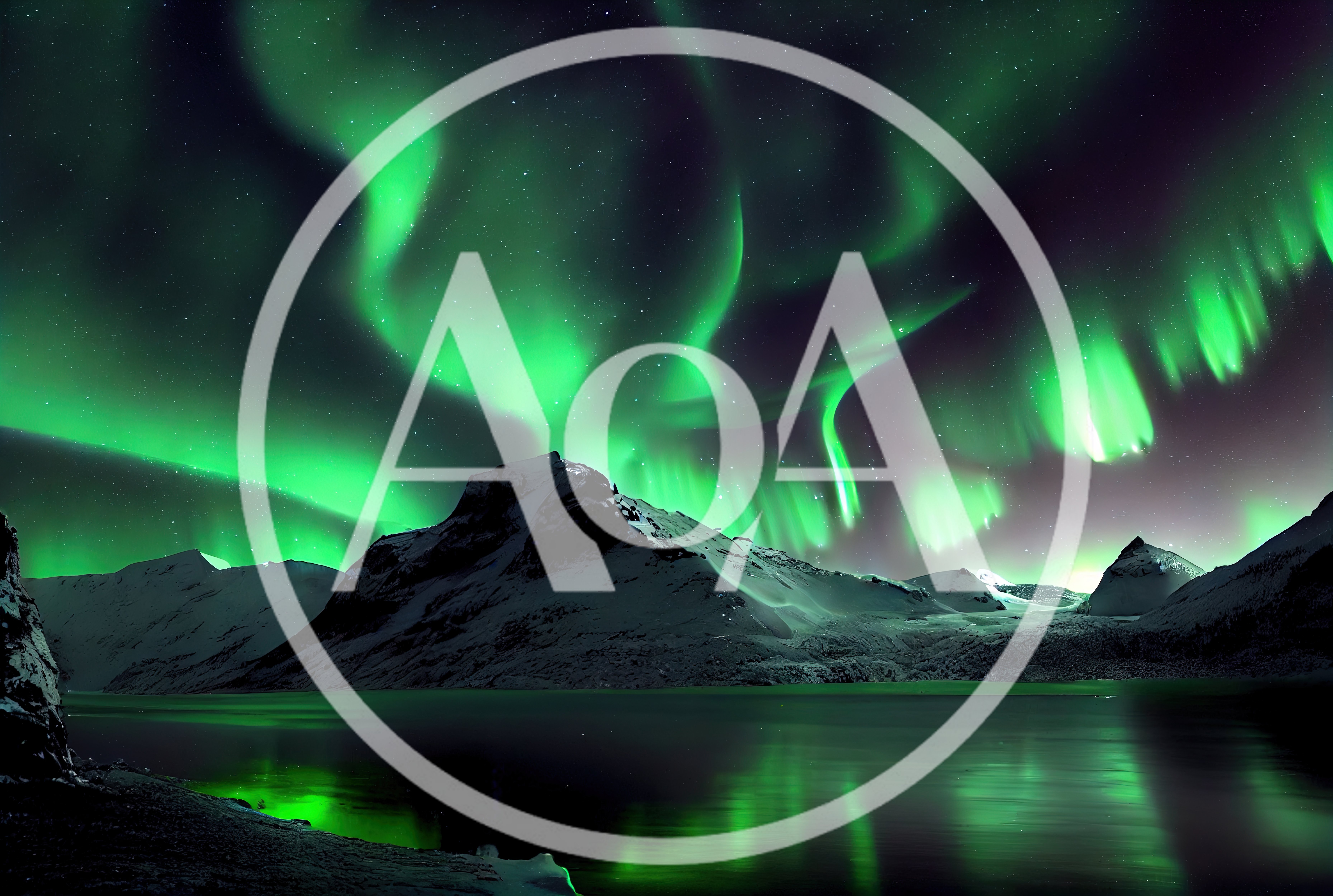 Vibrant Aurora Borealis Over Snowy Mountain Lake