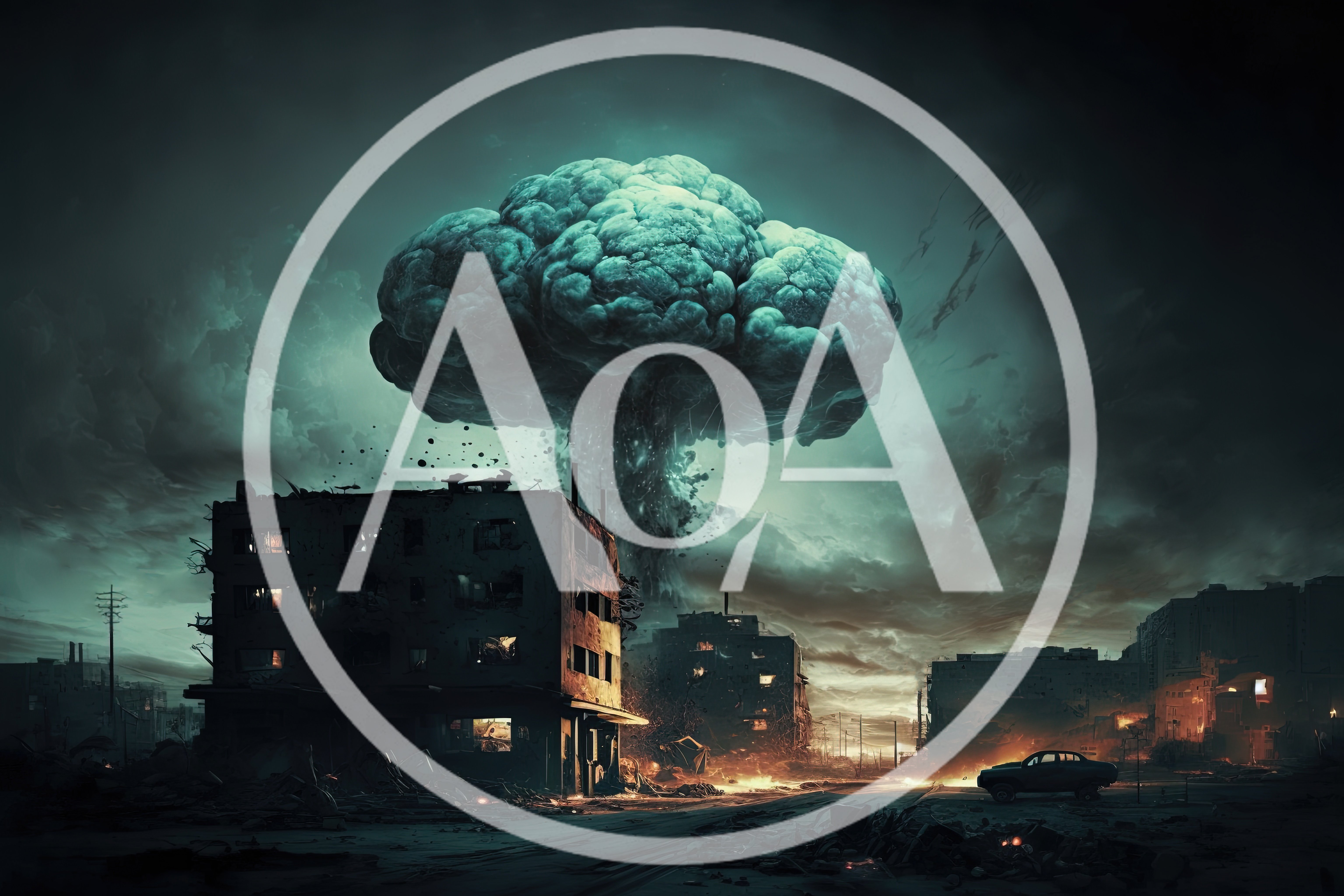 Apocalyptic Nuclear Explosion Over Ruined Cityscape