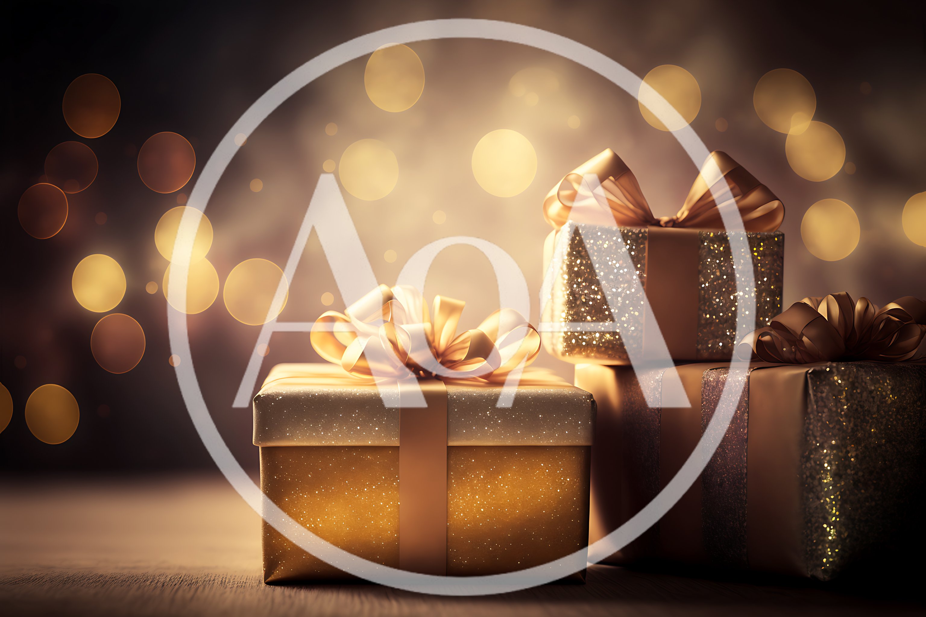 Golden Gift Boxes With Glittering Ribbons