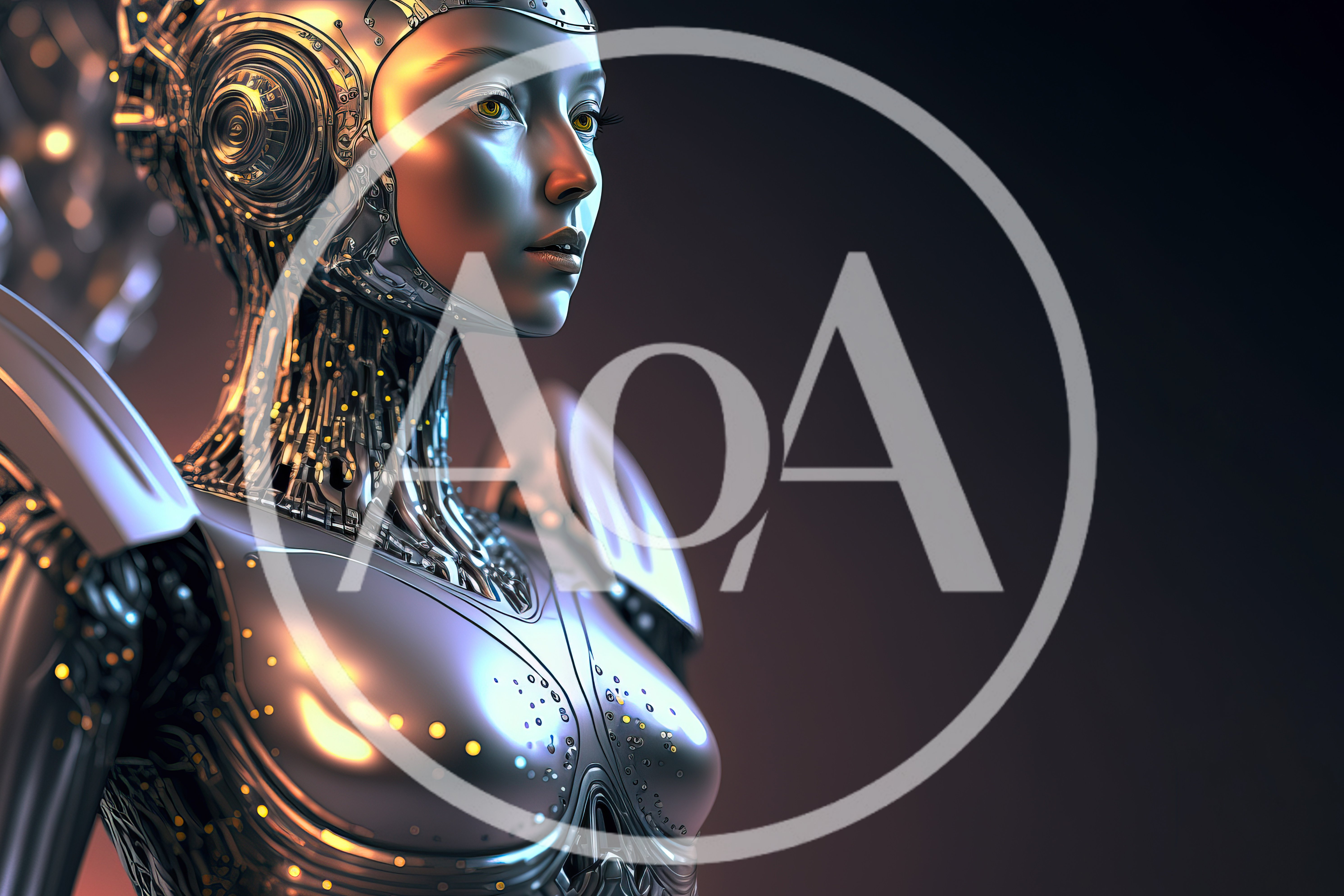 Futuristic Android Woman With Metallic Skin And Glowing Details