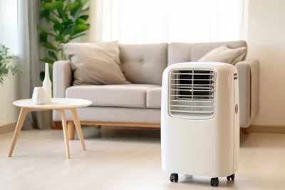 Portable Air Conditioner Unit In A Modern Living Room
