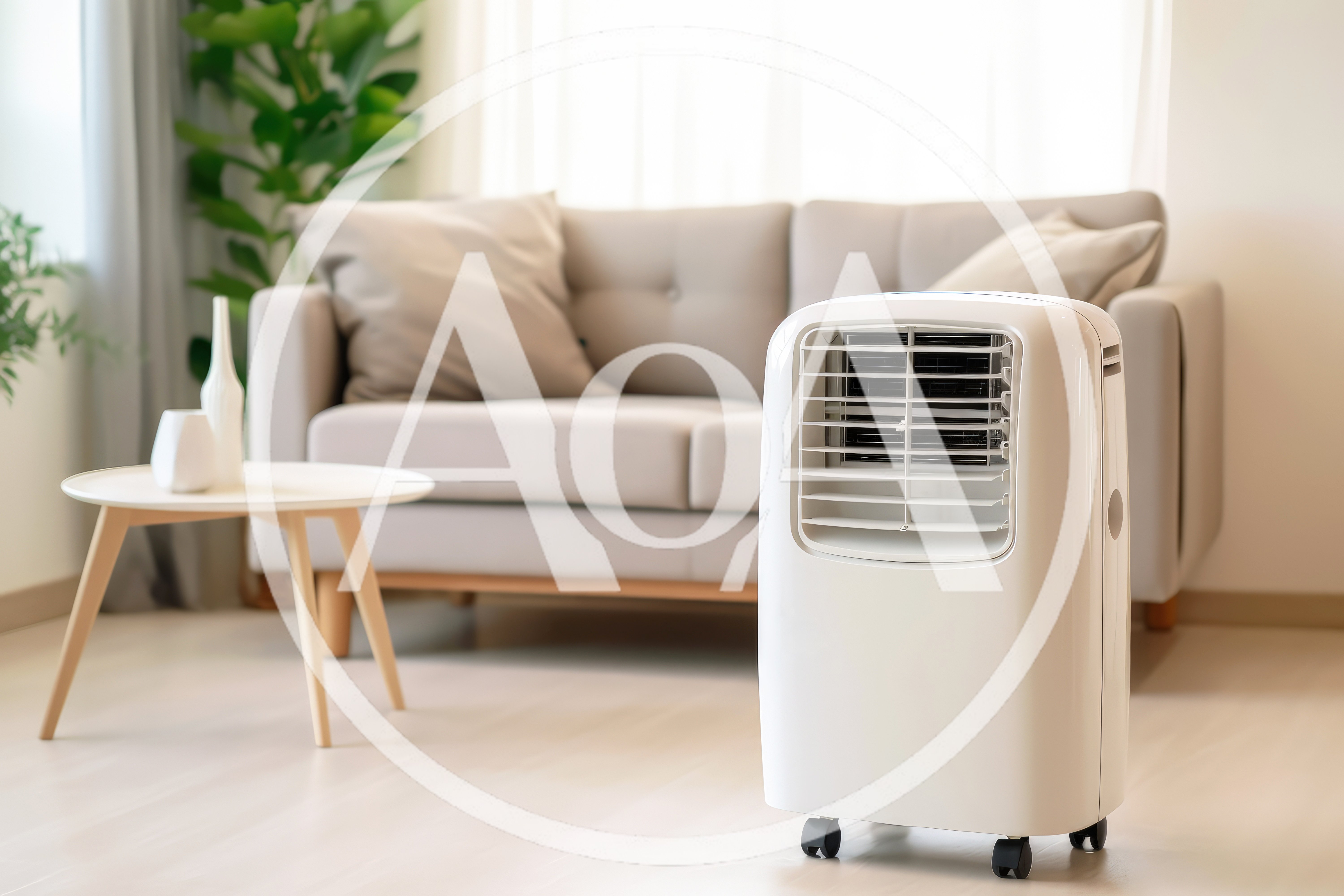 Portable Air Conditioner Unit In A Modern Living Room