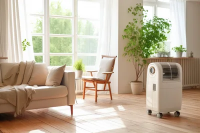 Portable Air Conditioner In A Bright Modern Living Room