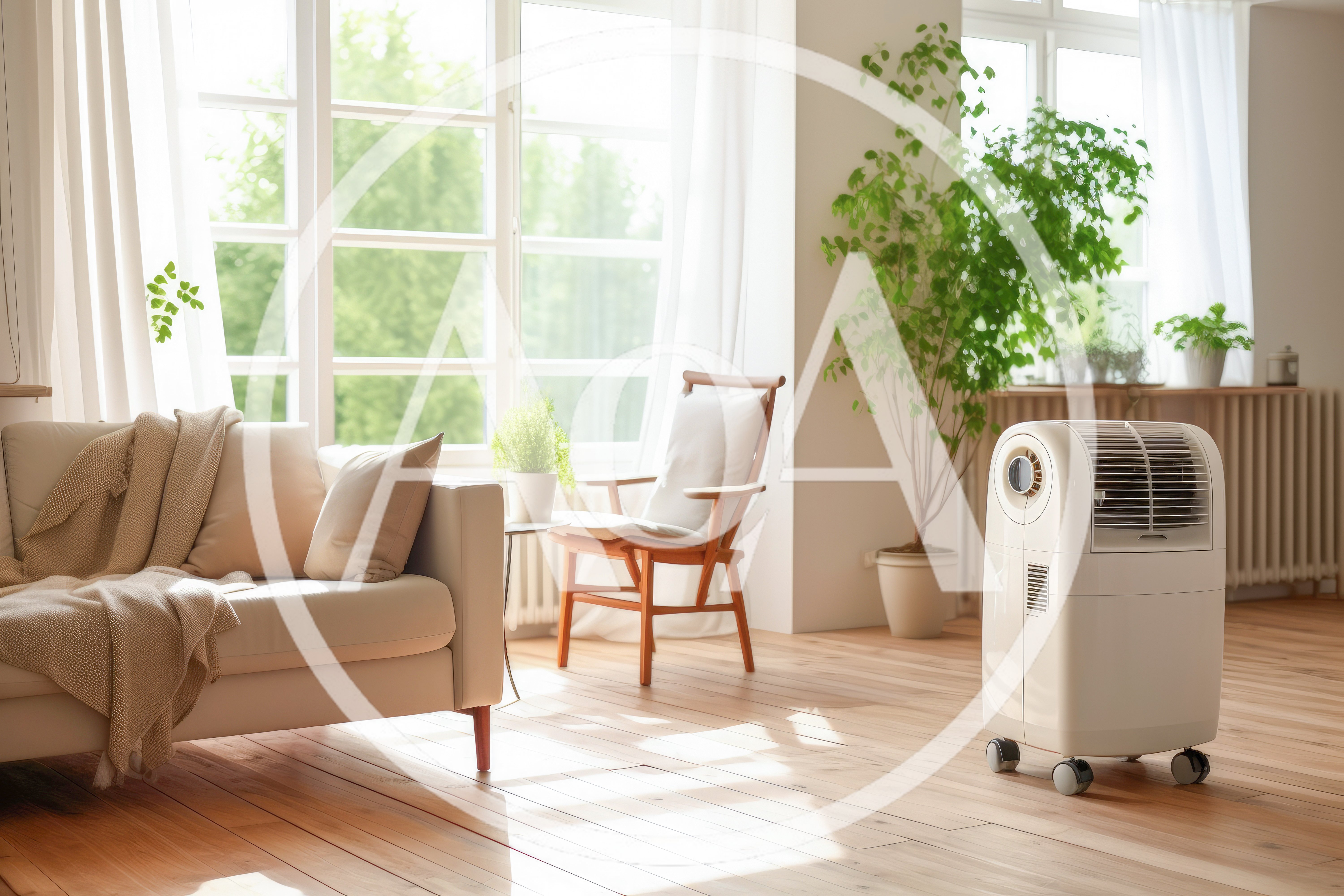 Portable Air Conditioner In A Bright Modern Living Room