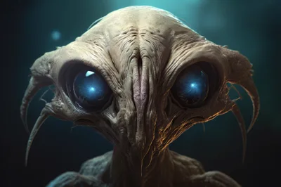 Close Up Portrait Of A Bioluminescent Alien Creature