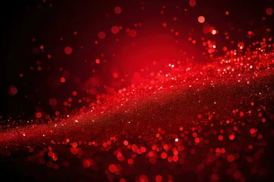 Abstract Red Glitter Particles Floating In Dark Space