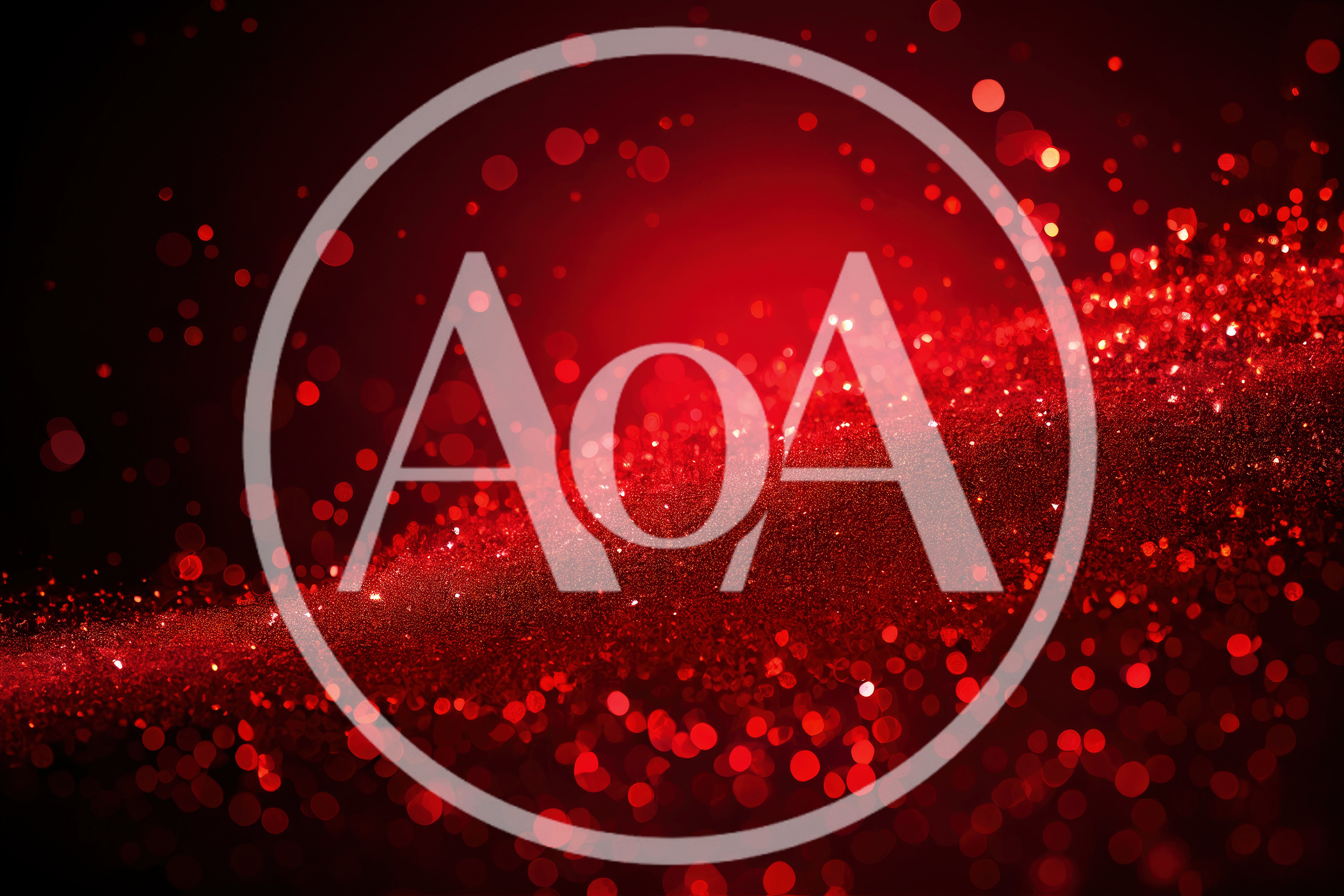 Abstract Red Glitter Particles Floating In Dark Space