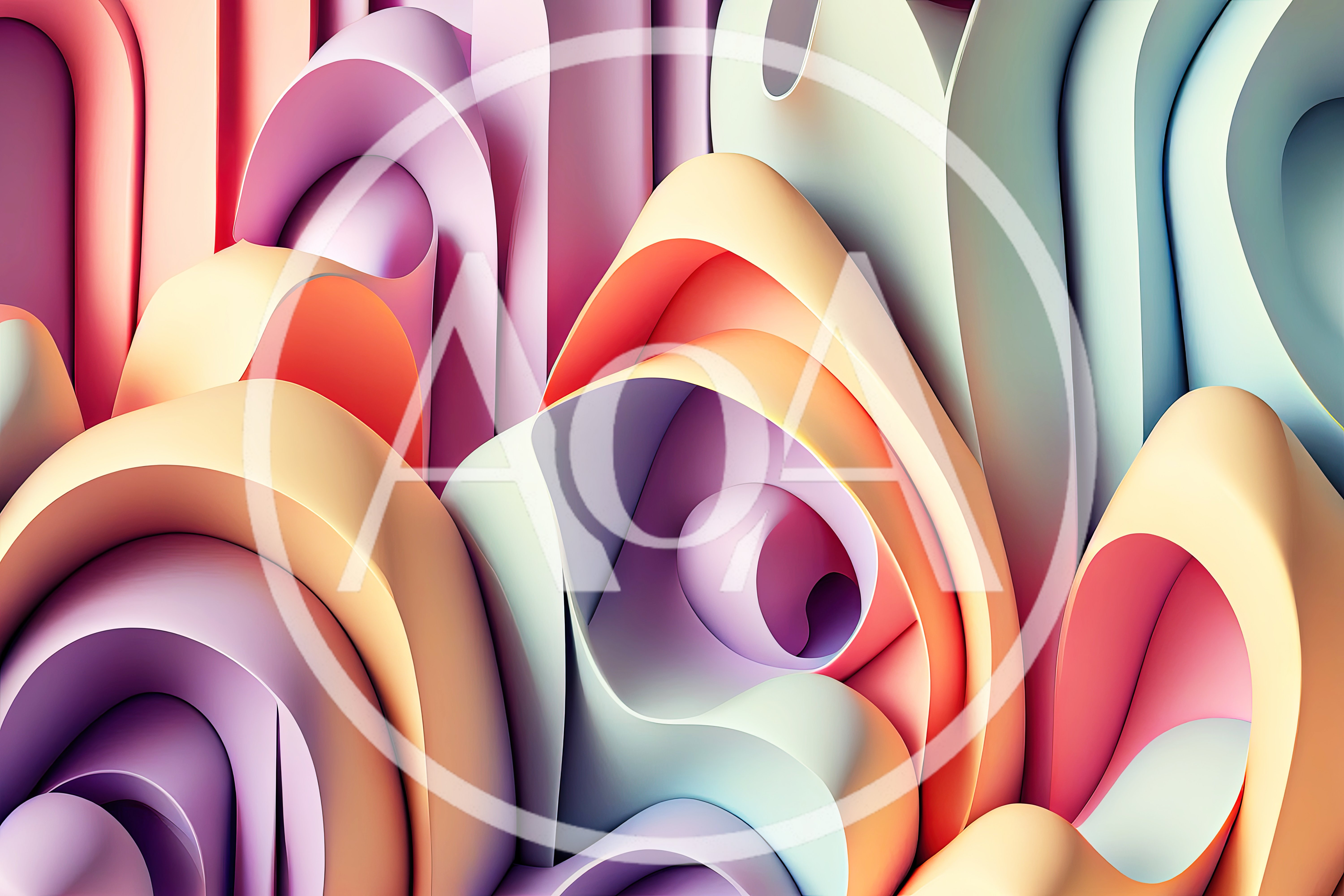 Abstract 3D Rendered Pastel Wave Background