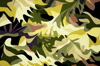 Abstract Camouflage Pattern With Organic Leaf Shapes