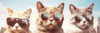 Three Cool Cats Wearing Sunglasses Outdoors