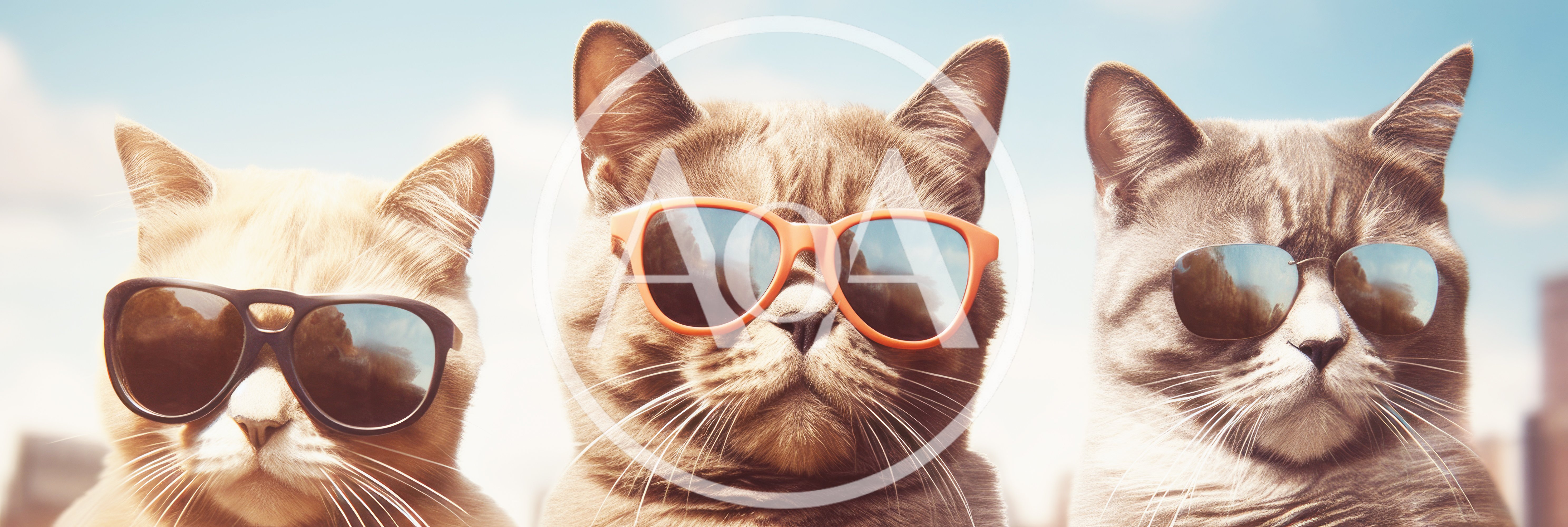 Three Cool Cats Wearing Sunglasses Outdoors