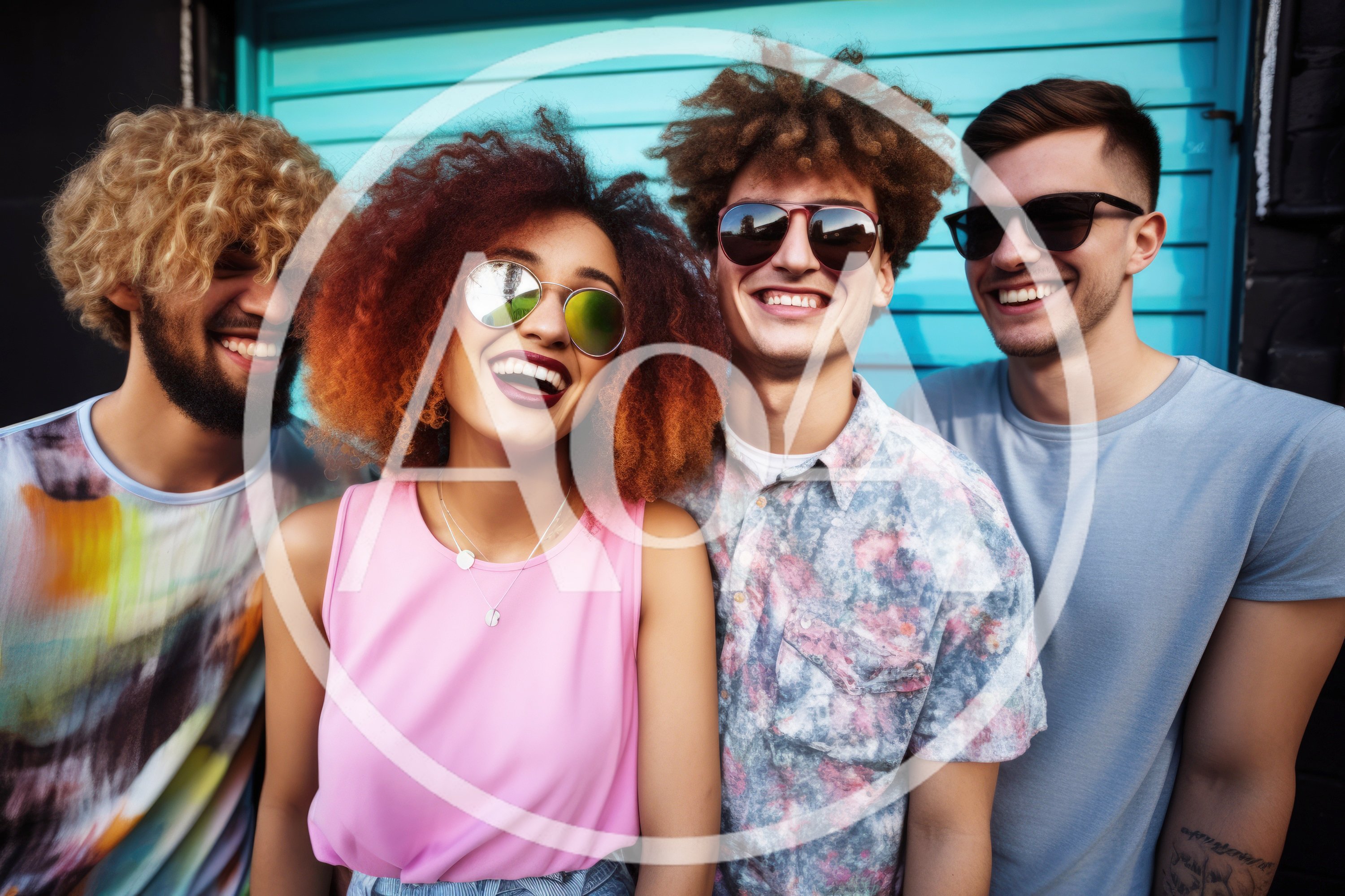 Group of Diverse Friends Smiling Together Outdoors