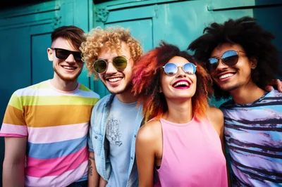 Group of Diverse Friends Smiling Together Outdoors