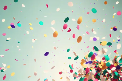 Colorful Confetti Falling Against A Soft Pastel Background