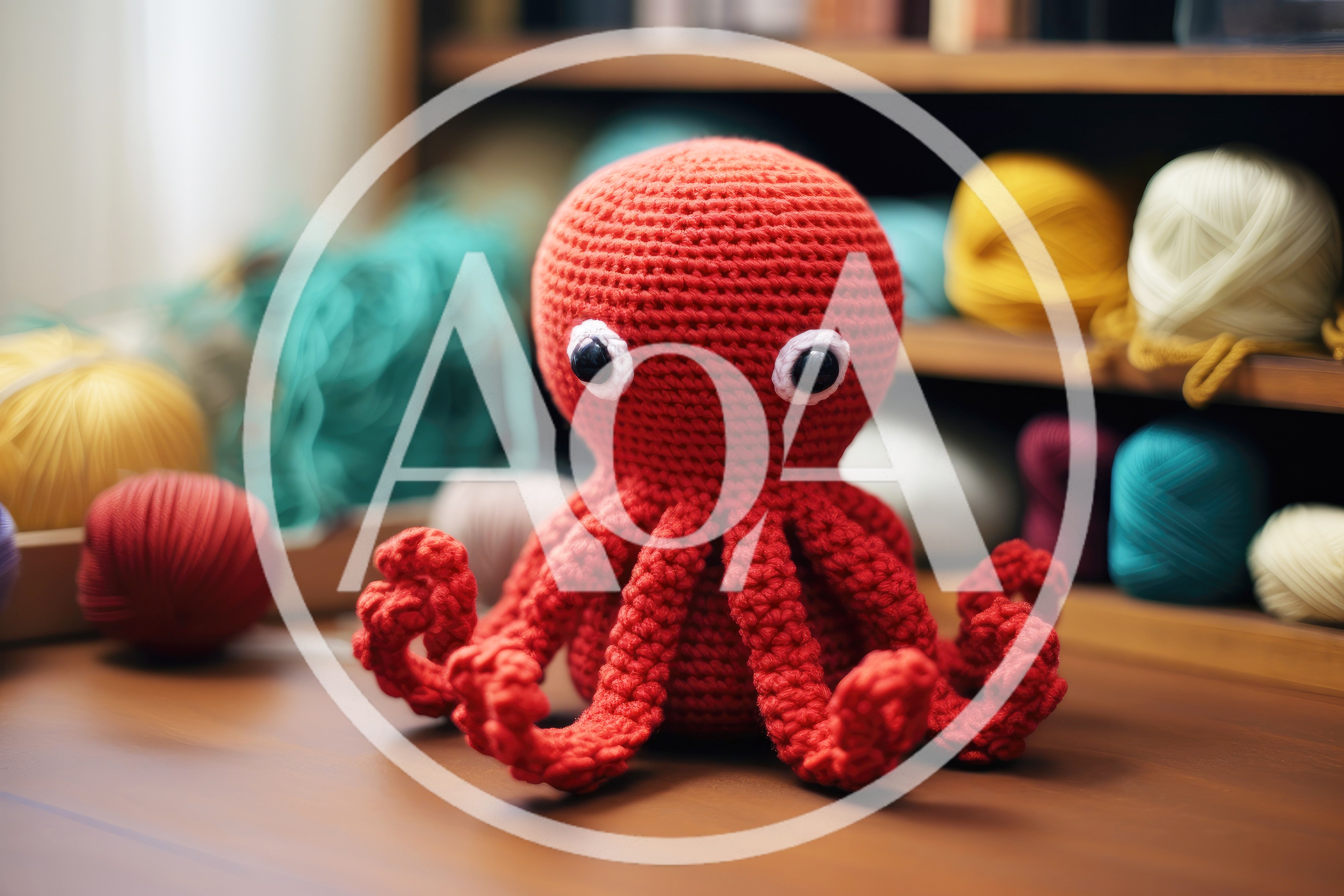 Handmade Red Crochet Octopus Amigurumi Toy