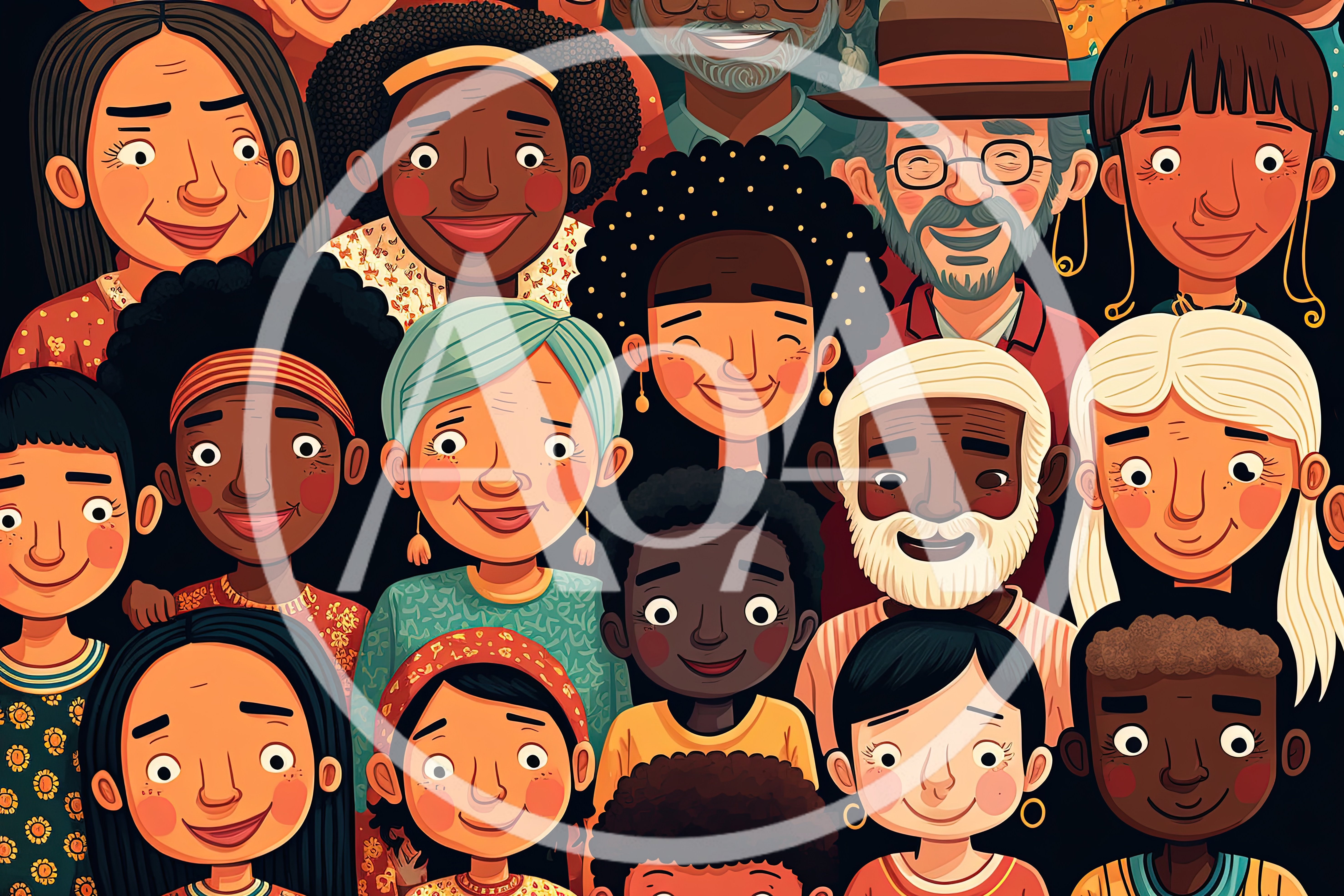 Diverse Group Of Cartoon People Portraits