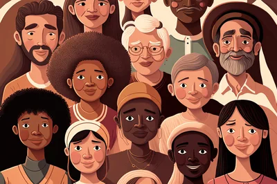 Diverse Group Of People Portrait Illustration