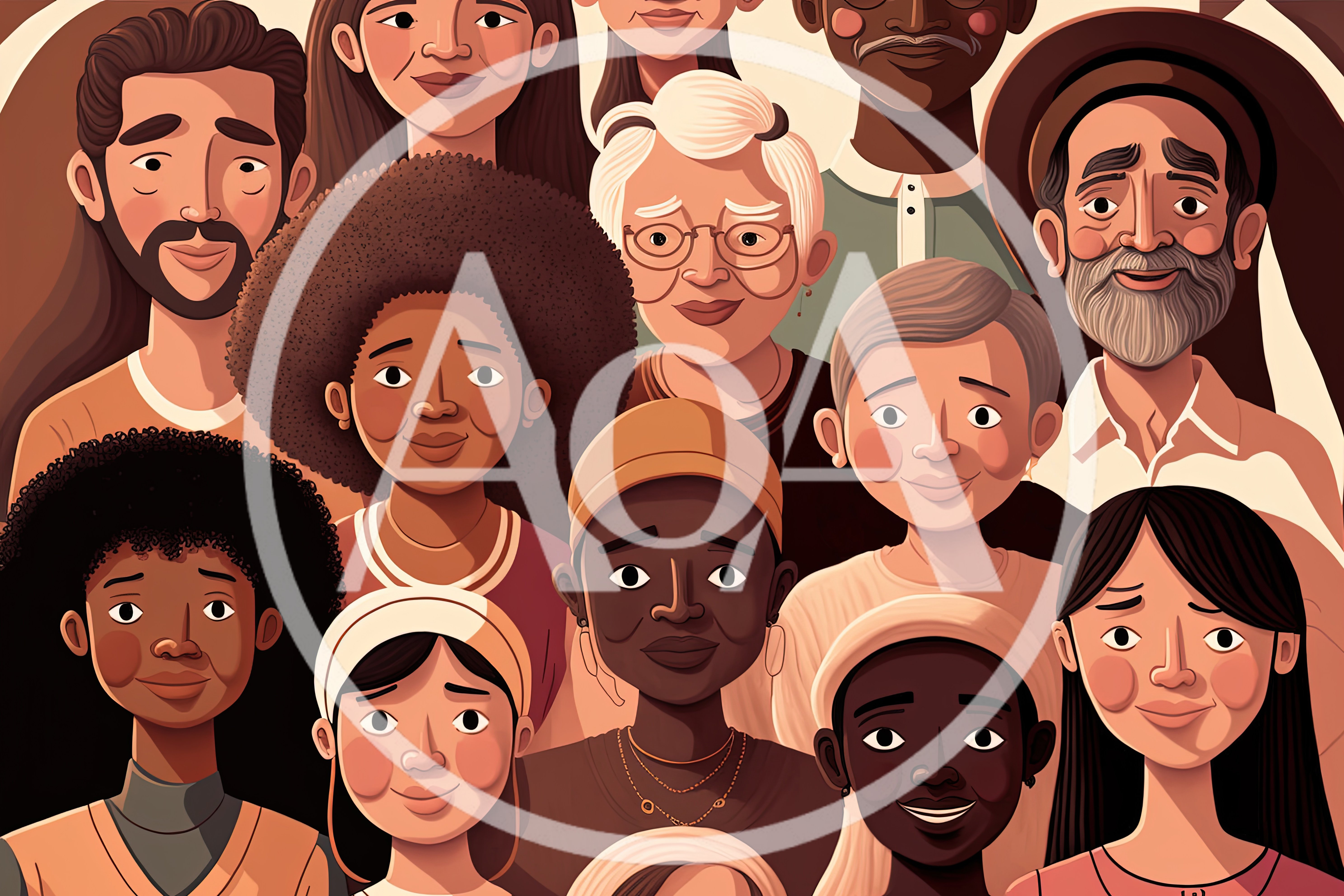 Diverse Group Of People Portrait Illustration