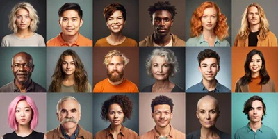 Diverse Group Of People Portraits In Grid Layout