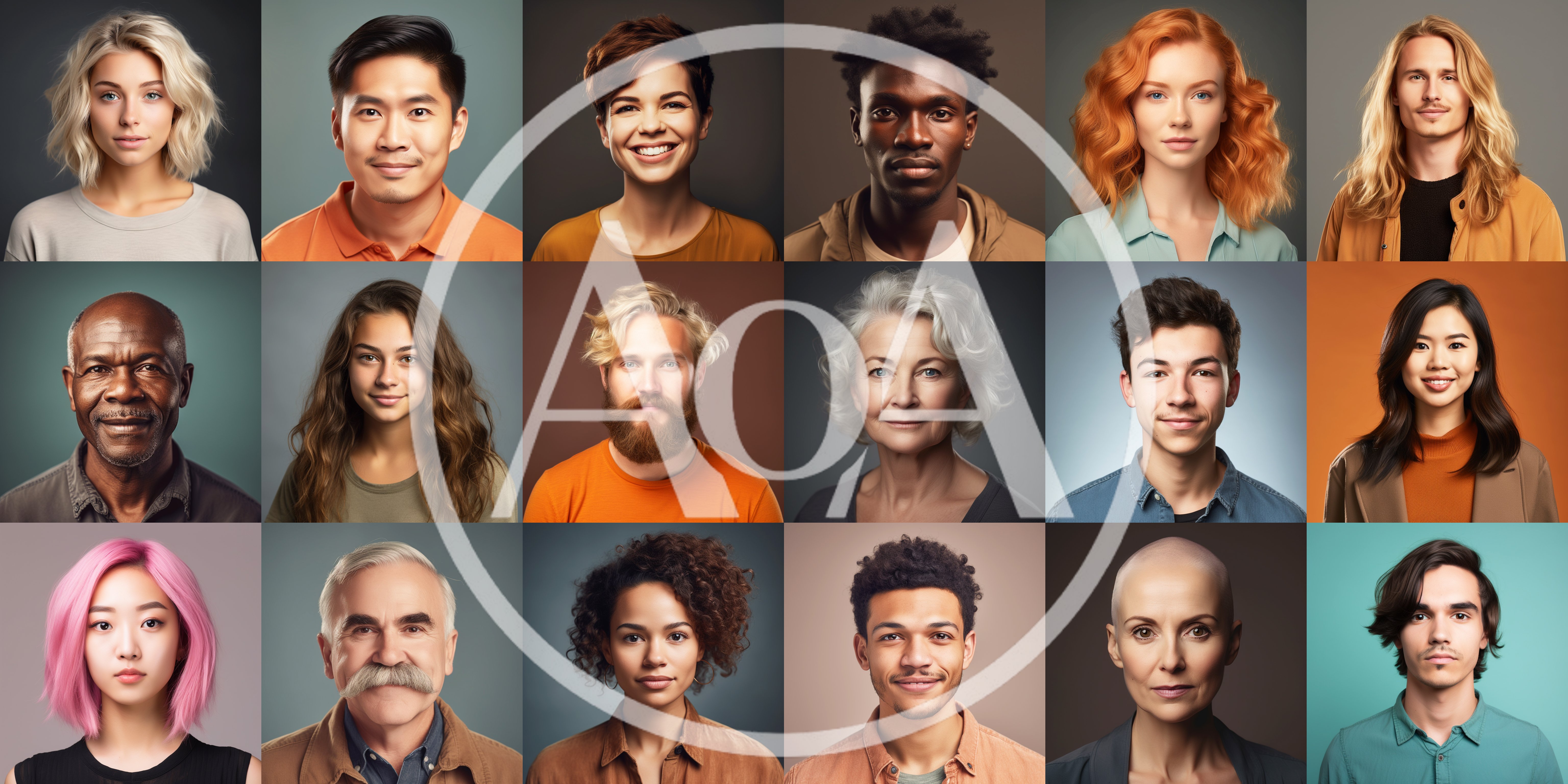 Diverse Group Of People Portraits In Grid Layout