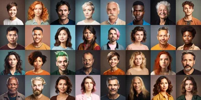 Diverse Collection Of Human Portraits In Grid Layout