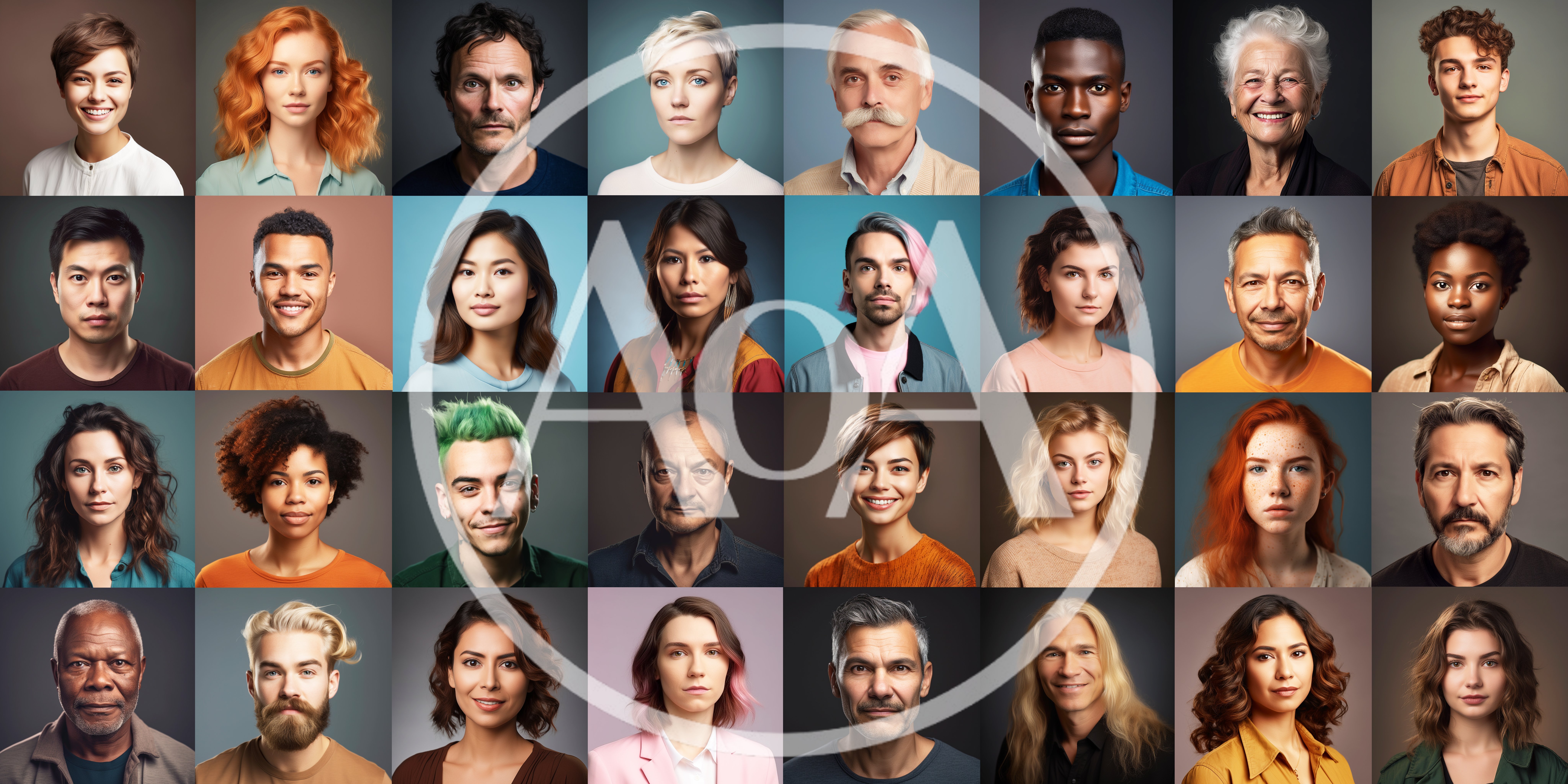 Diverse Collection Of Human Portraits In Grid Layout