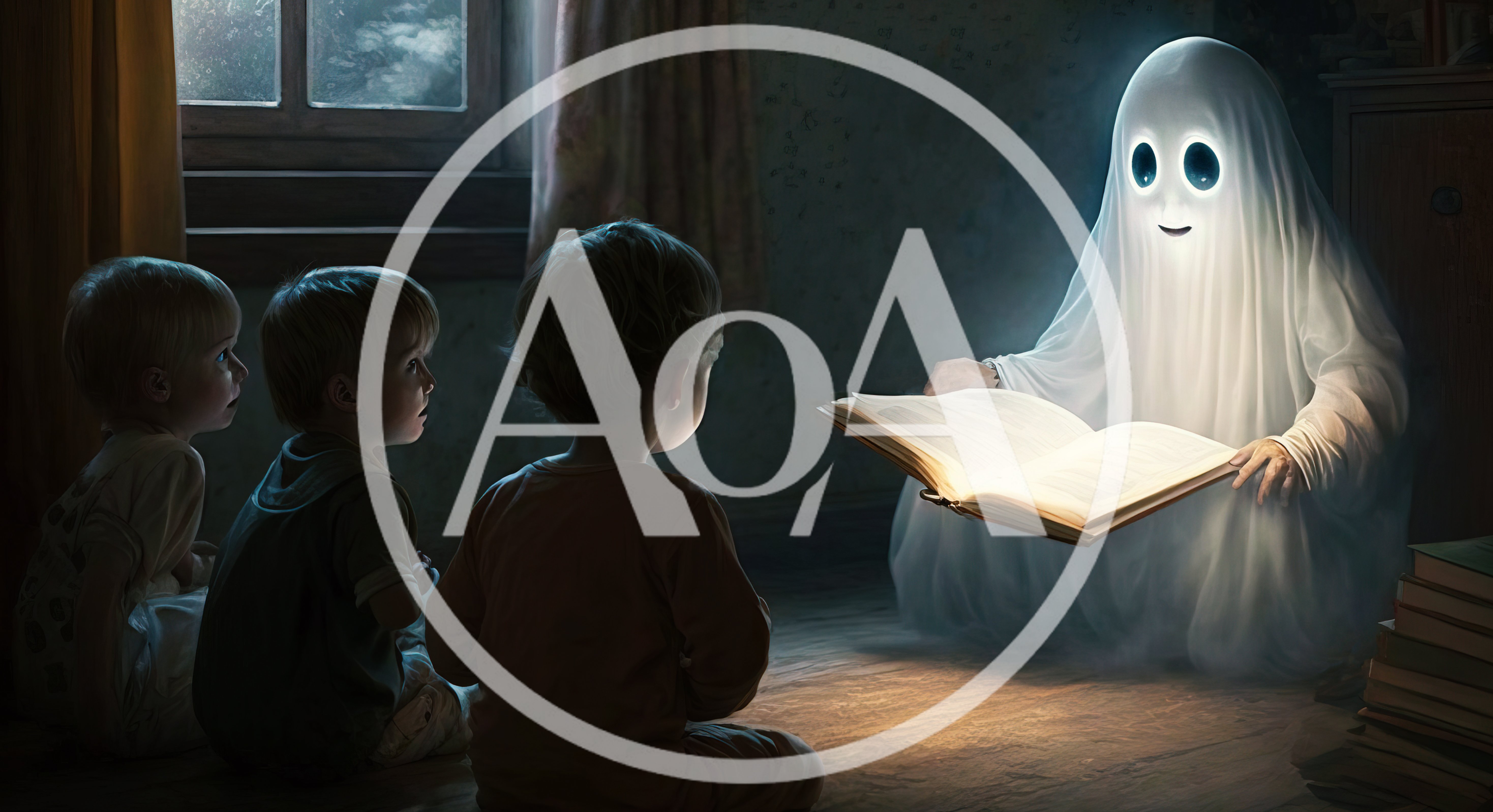 Ghost Reading Storybook to Three Children