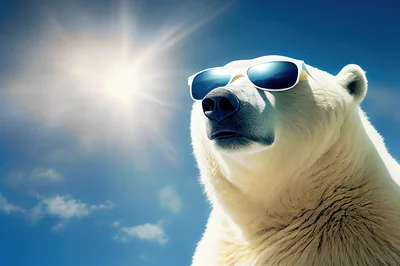 Polar Bear Wearing Sunglasses Under Bright Sun