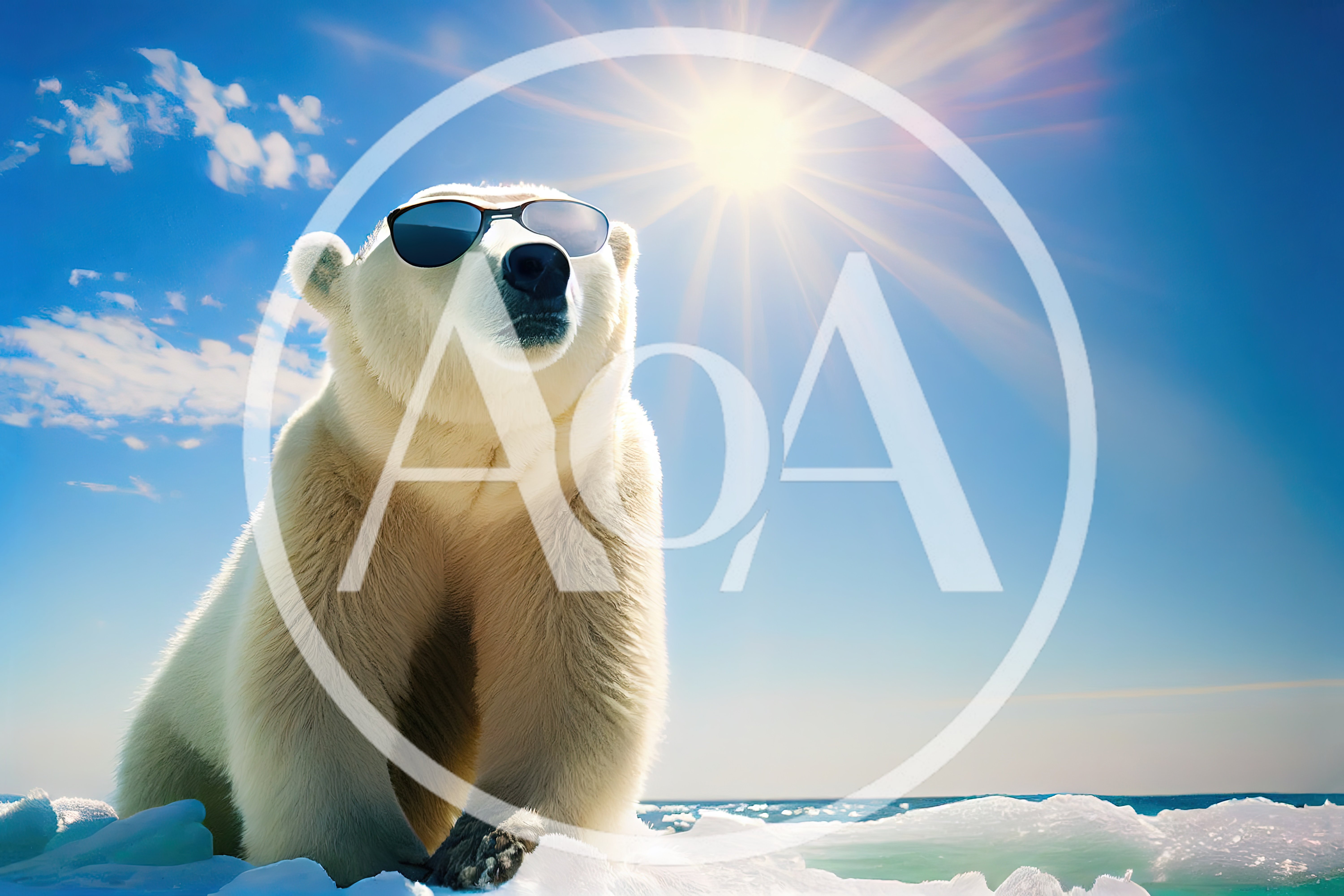 Polar Bear Wearing Sunglasses Under Bright Arctic Sun