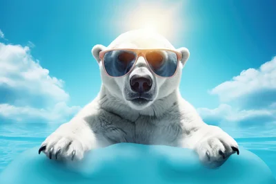 Cool Polar Bear Wearing Sunglasses On Ice Floe