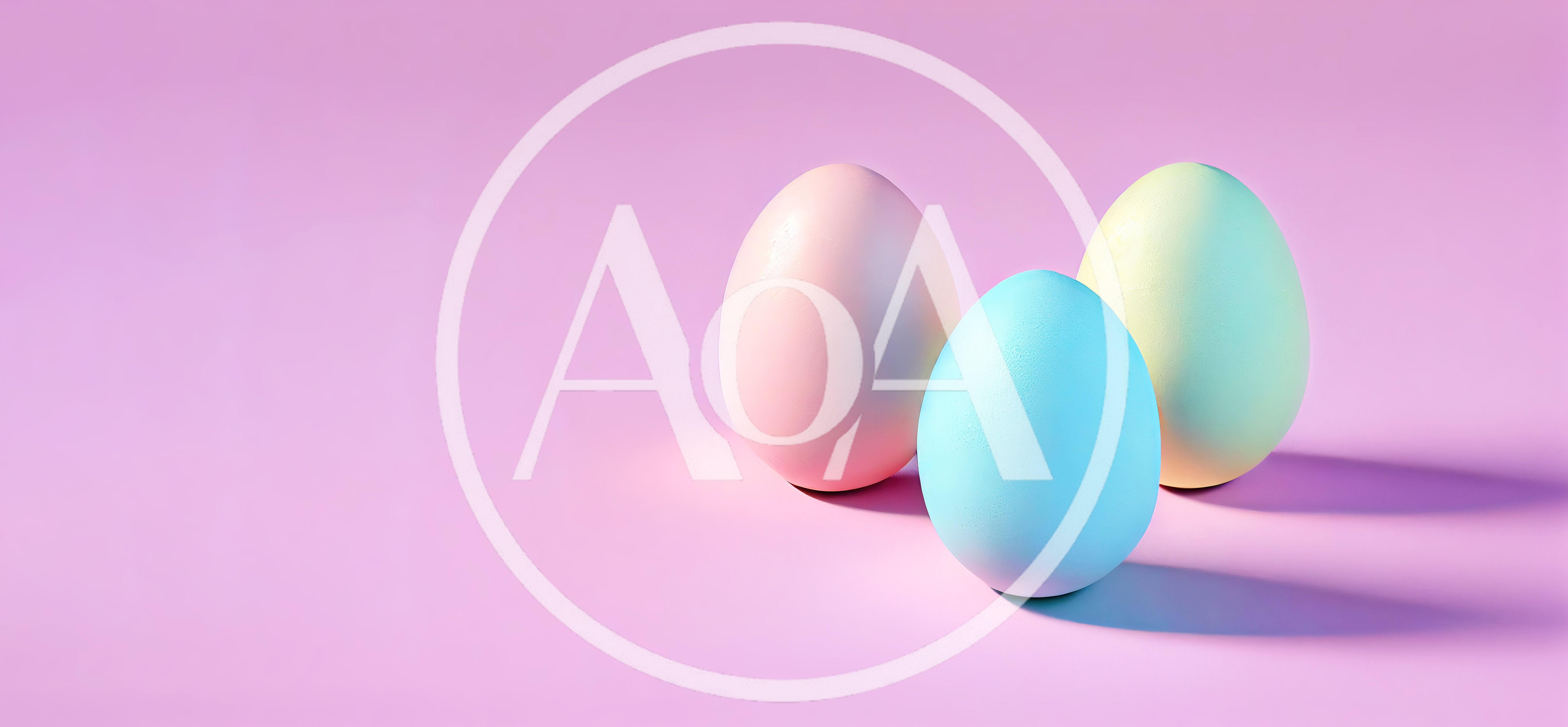 Three Pastel Easter Eggs On Pink Background