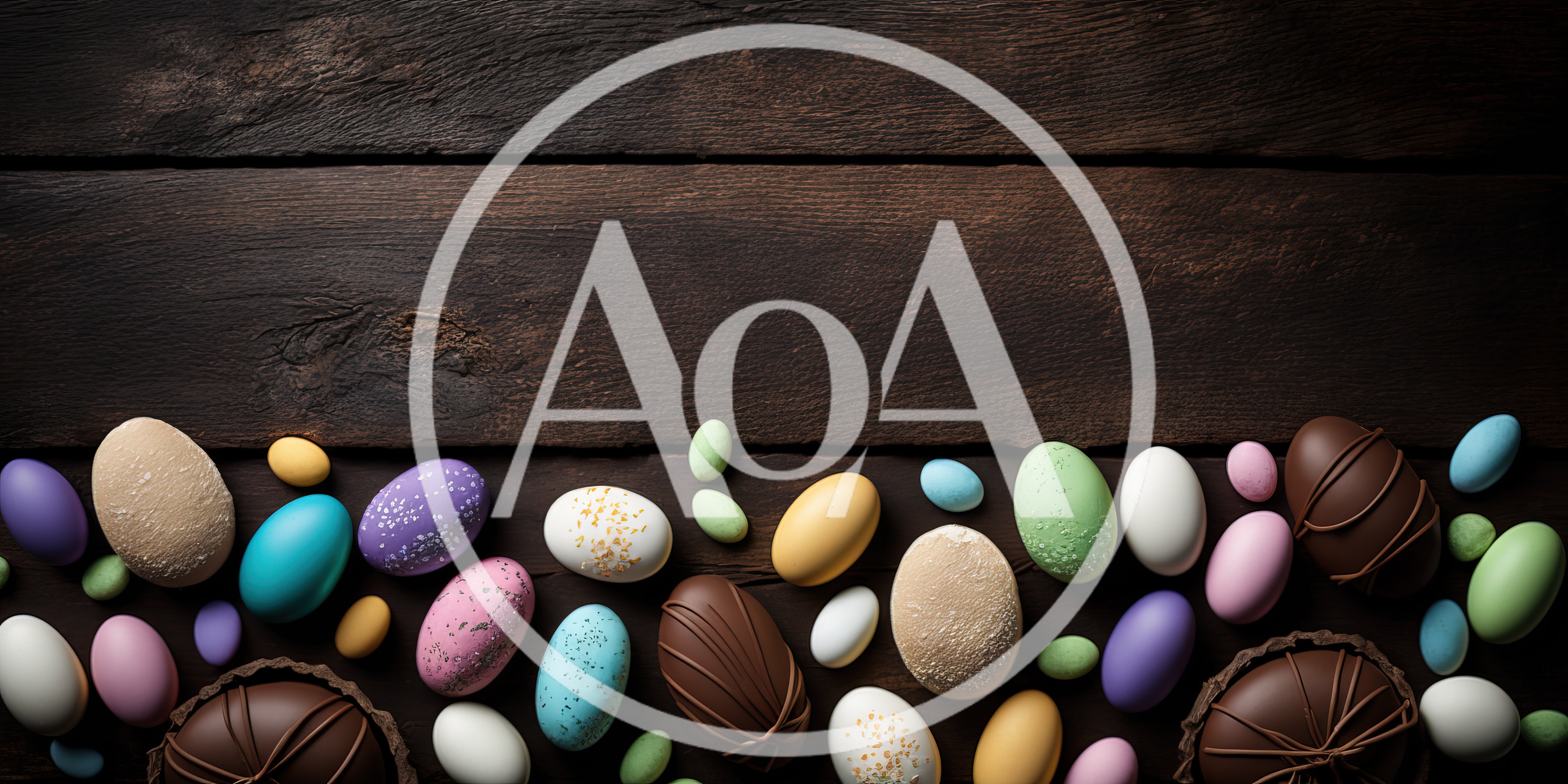 Easter Eggs Arranged On A Dark Wooden Background