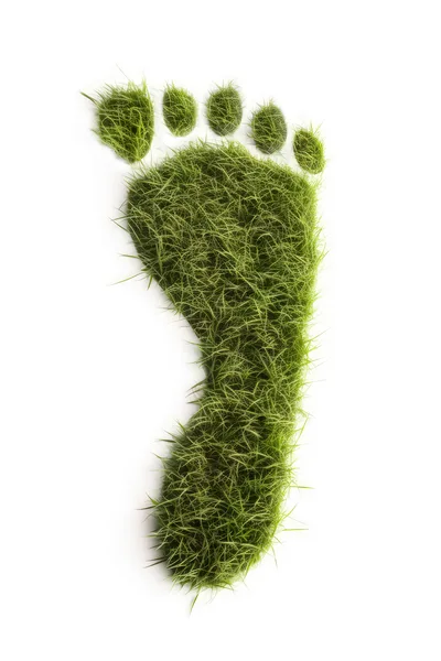 Green Grass Footprint Shape On White Background