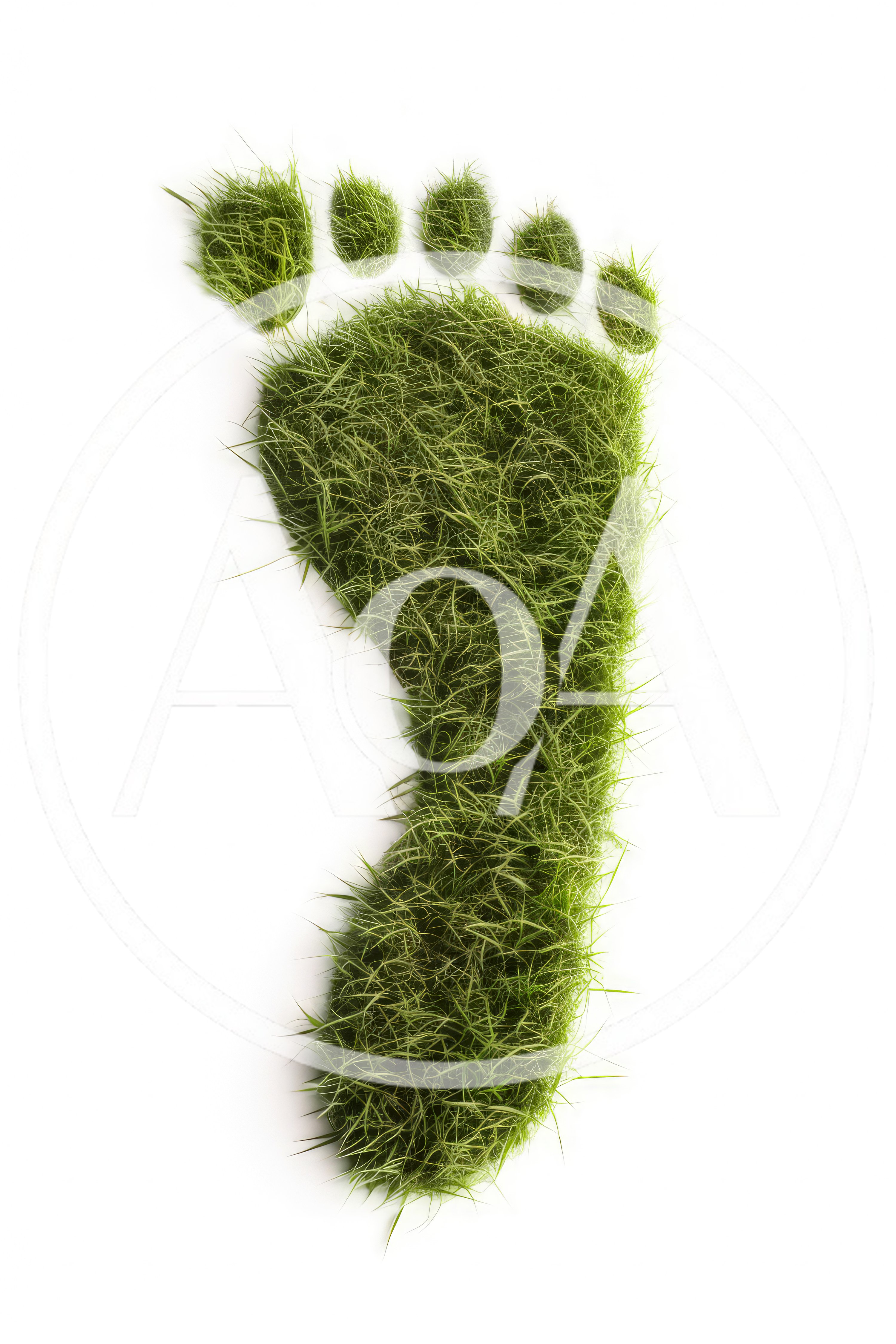Green Grass Footprint Shape On White Background