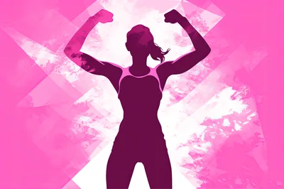 Silhouette Of A Strong Woman Flexing Muscles