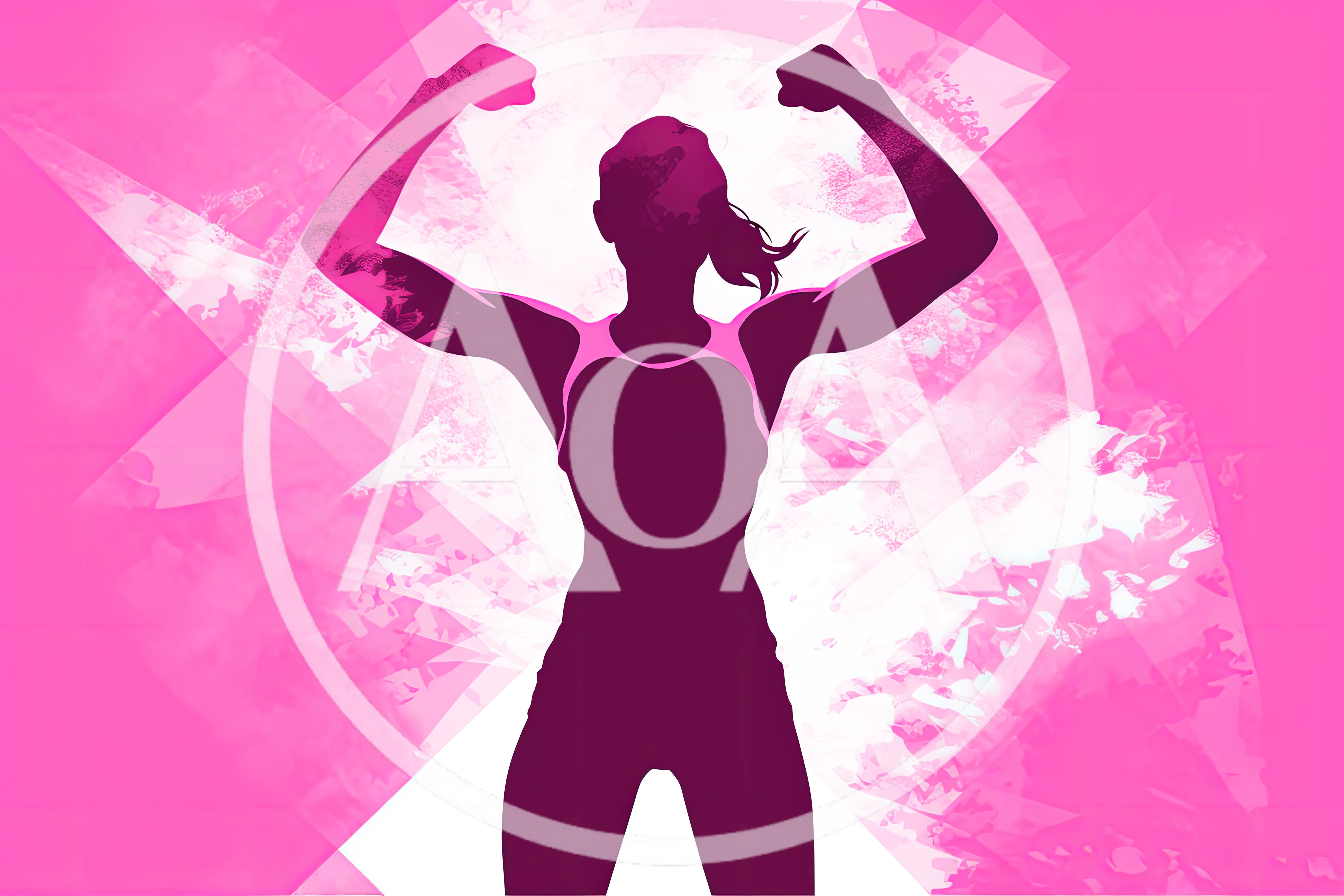 Silhouette Of A Strong Woman Flexing Muscles